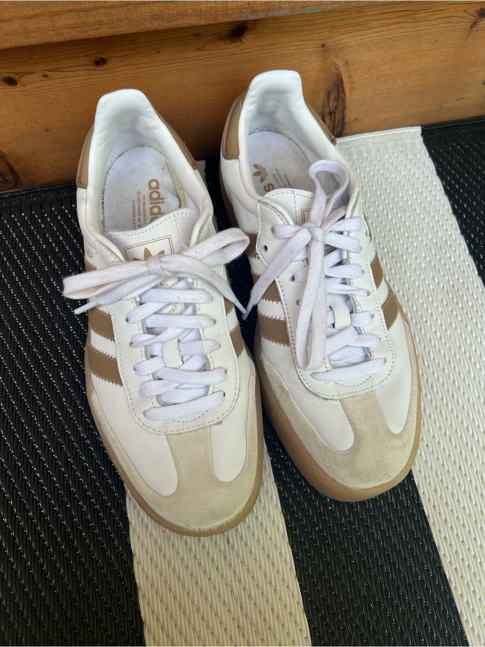 adidas samba women’s White and Tan Classic platform Sneakers